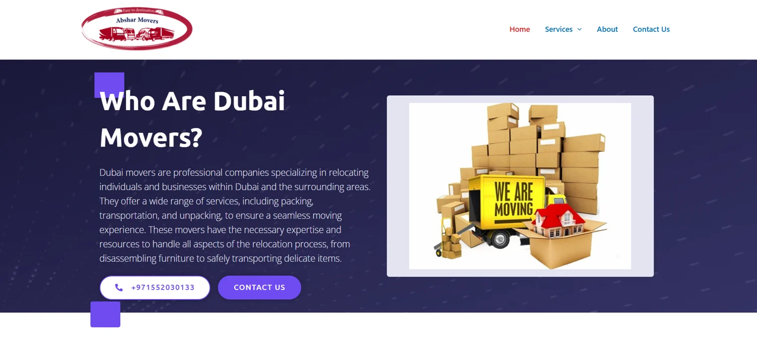 Abshar Movers website design